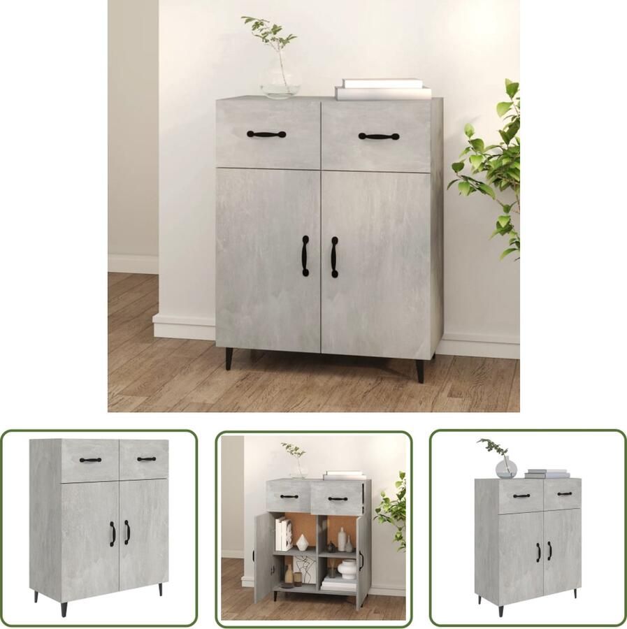 VidaXL Dressoir 69 5x34x90 cm bewerkt hout betongrijs Dressoir Beton Grijs Houten Dressoir Modern Dressoir Compact Dressoir - Foto 3