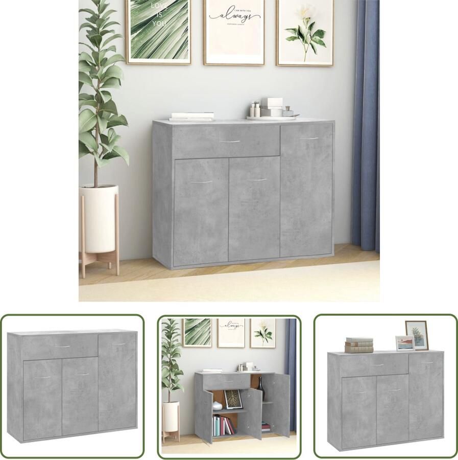 VidaXL Dressoir 88x30x70 cm bewerkt hout betongrijs Dressoir Beton Grijs Houten Dressoir Living Room Furniture Bedroom Furniture