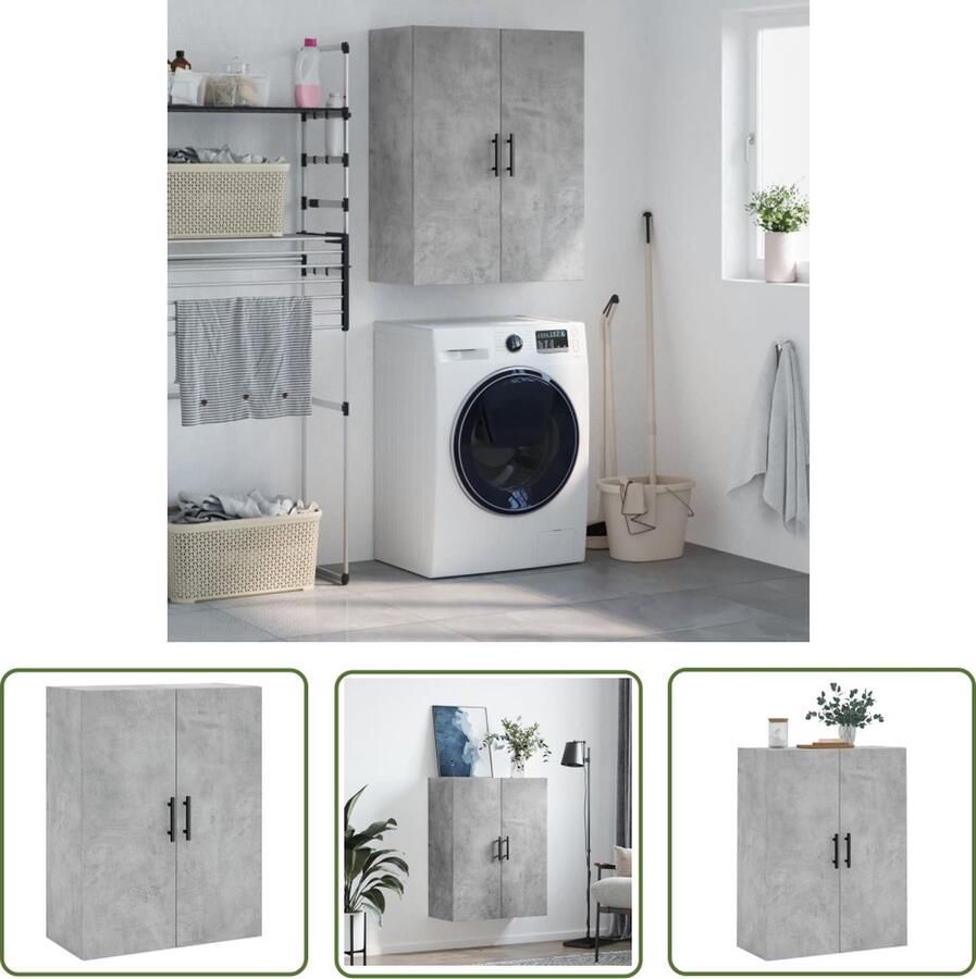 VidaXL Hangkast 69 5x34x90 cm betongrijs Hangkast Beton Grijs Houten Kast Badkamermeubel Woonkamer Decoratie