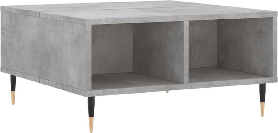 The Living Store Salontafel Betongrijs 60x60x30 cm Bewerkt hout en ijzer Salontafel Beton Grijs Houten Salontafel Industrieel Design Bijzettafel - Foto 2
