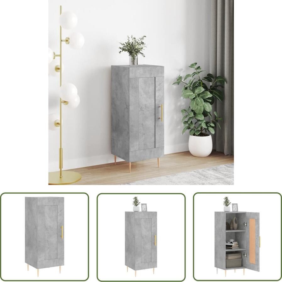 The Living Store Dressoir 34 5x34x90 cm bewerkt hout betongrijs Dressoir Meubilair Woonkamerinrichting Beton Grijs Houten Dressoir