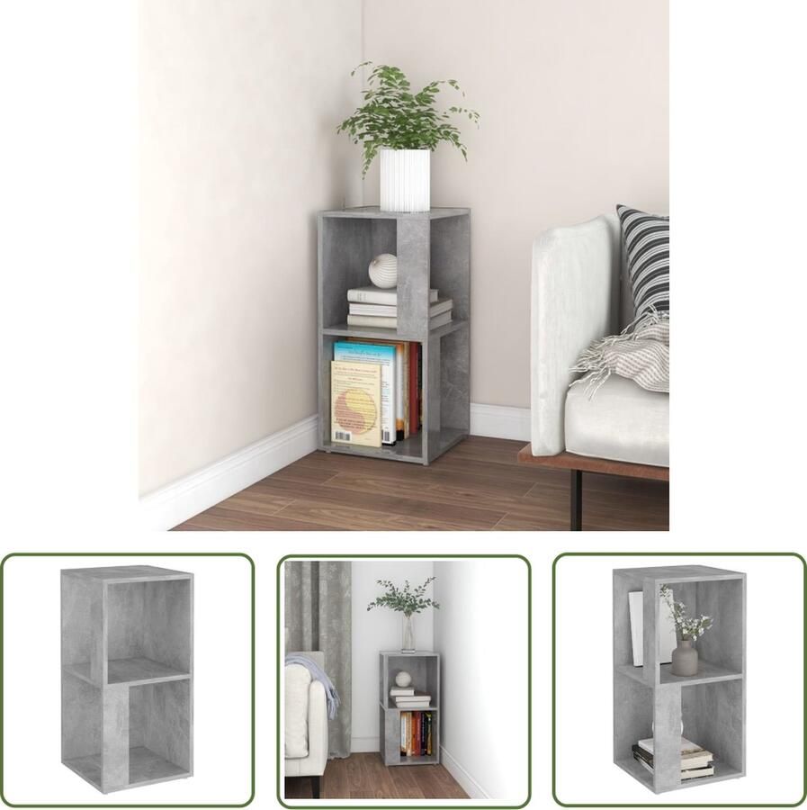 The Living Store Hoekkast Betongrijs 33 x 33 x 67 cm Stevig en stijlvol Hoekkast Betongrijs Houten Kast Opslagruimte Designkast - Foto 2