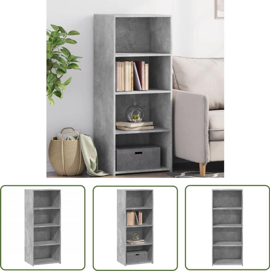 The Living Store Hoge kast 50x41x124 cm bewerkt hout betongrijs Opbergkast Houten Kast Scandinavisch Design Betonnen Grijze Kast Hoge Kast