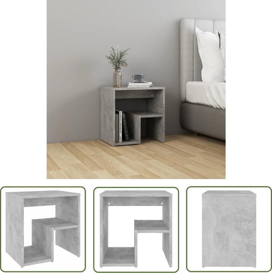 The Living Store Nachtkastje Betongrijs Spaanplaat 40 x 30 x 40 cm Trendy design Nachtkastje Betongrijs Houten Nachtkastje Slaapkamers Meubilair - Foto 2