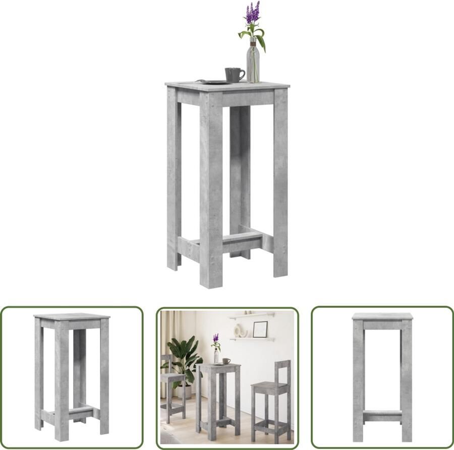 The Living Store Bartafel 51x50x103 5 cm bewerkt hout betongrijs Bartafel Houten Bartafel Betonlook Bartafel Kookeiland Bartafel Lounge Bartafel