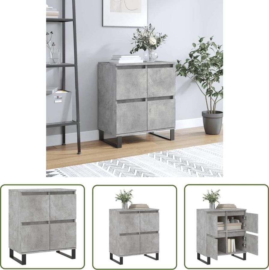 VidaXL Dressoir 60x35x70 cm bewerkt hout betongrijs Dressoir Houten Dressoir Grijze Dressoir Vintage Dressoir Modern Dressoir - Foto 3
