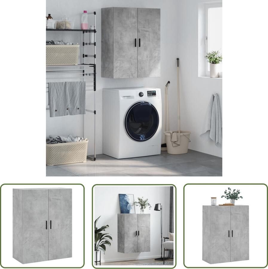 VidaXL Hangkast 69 5x34x90 cm betongrijs Hangkast Betonnen Grijze Kast Houten Kast Opbergkast Wandkast