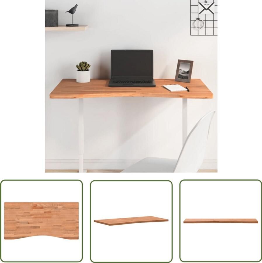 VidaXL Beuken Hout Bureau Blad Bureaublad 100x(45-50)x2 5 cm massief beukenhout Kantoormeubilair Home Office Schrijfblad