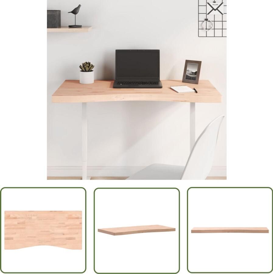 The Living Store Bureaublad 100x(45-50)x4 cm massief beukenhout Bureau Blad Beuken Hout Bureau Schrijfblad Home Office
