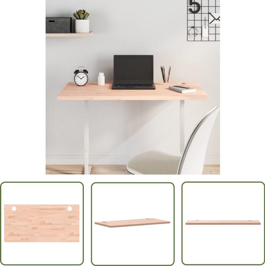 The Living Store Bureaublad 100x50x2 5 cm massief beukenhout Bureau Blad Beuken Hout Bureau Kantoormeubilair Werkblad