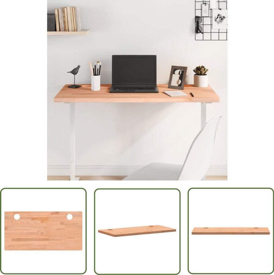The Living Store Bureaublad 100x50x2 5 cm massief beukenhout Bureau Blad Beuken Hout Kantoormeubilair Werkblad Home Office
