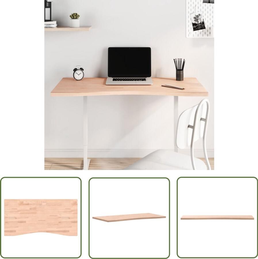 The Living Store Bureaublad 110x(50-55)x2 5 cm massief beukenhout Bureau Blad Beuken Hout Bureau Werkblad Kantoormeubel