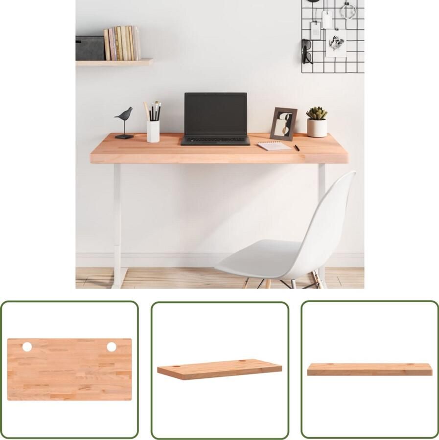 The Living Store Bureaublad 110x55x4 cm massief beukenhout Bureau Blad Beuken Hout Kantoormeubilair Home Office Ergonomisch Bureau