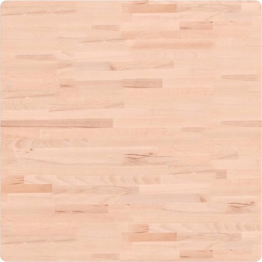 The Living Store Massief Beukenhouten Tafelblad 80 x 80 x 2.5 cm Afgeronde Hoeken Tafelblad Beukenhout Massief Hout Eetkamertafel Salontafel