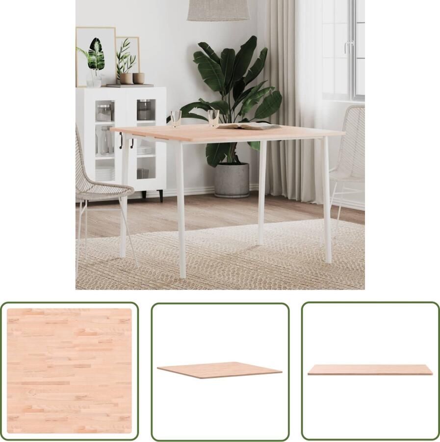 The Living Store Tafelblad vierkant 90x90x1 5 cm massief beukenhout Tafelblad Beukenhout Massief Hout Vierkant Tafelblad Eettafel Blad