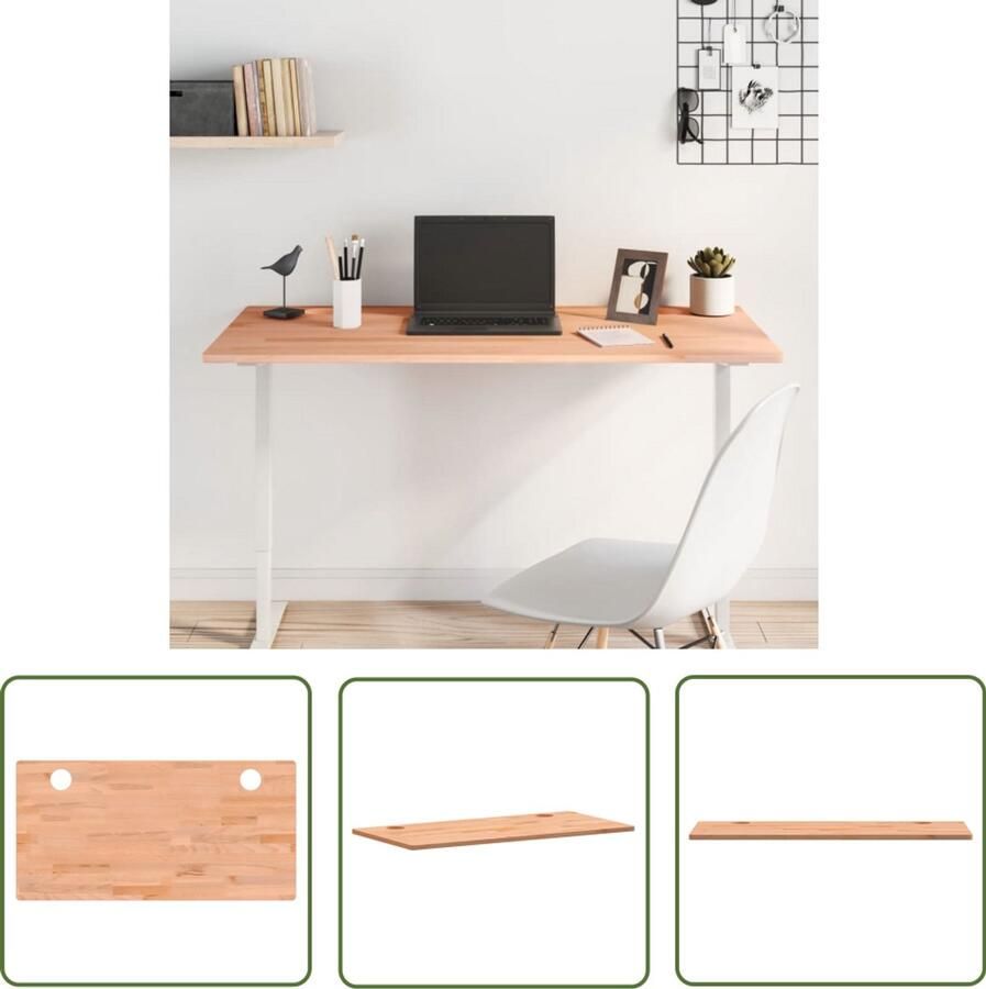 The Living Store Bureaublad 110x55x1 5 cm massief beukenhout Bureau Blad Beukenhouten Bureau Massief Hout Bureau Kantoor Benodigheden Home Office