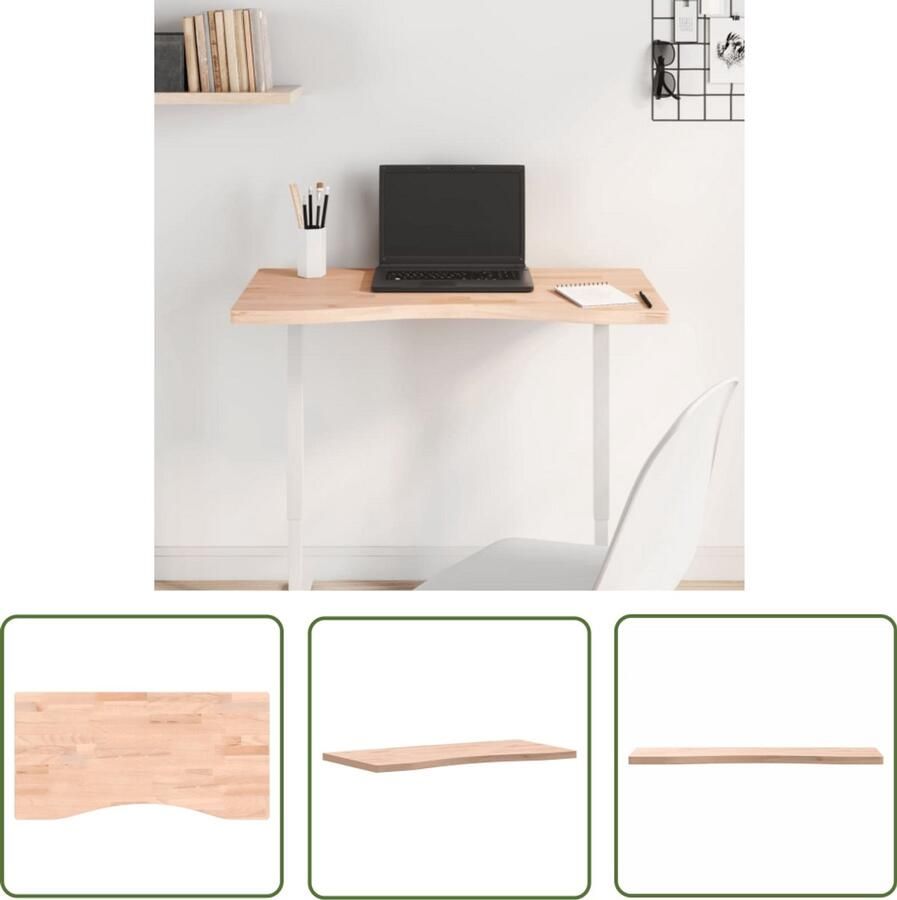 The Living Store Bureaublad 80x(36-40)x2 5 cm massief beukenhout Bureau Blad Beukenhouten Bureau Massief Hout Bureau Top Home Office