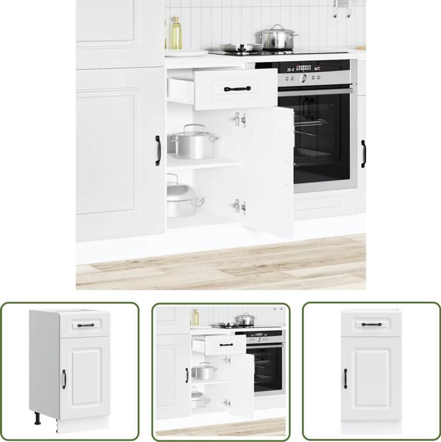 The Living Store Keuken onderkast Kalmar bewerkt hout wit Keukenonderkast Houten Keukenkast Witte Keukenkast Opslagruimte Keuken Keukenopstelling