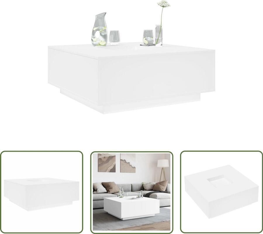 The Living Store Salontafel 100x100x40 cm bewerkt hout wit Salontafel Houten Salontafel Wit Meubilair Woonkamerdecoratie Multifunctioneel Tafellaar