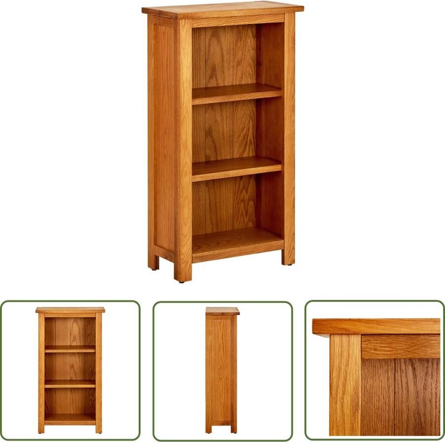 The Living Store Boekenkast Eikenhout 45x22.5x82 cm 3 schappen Boekenkast Bibliotheek Eikenhouten Kast Vintage Kast Landelijke Boekenkast - Foto 2