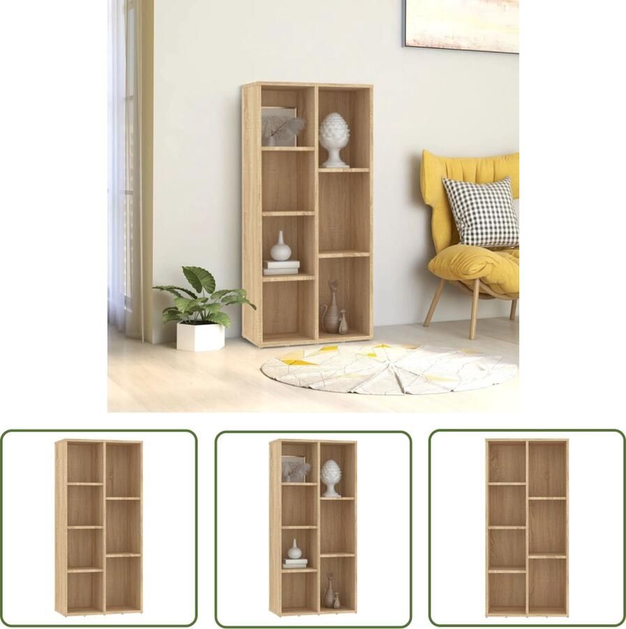 The Living Store Boekenkast 50x25x106 cm bewerkt hout sonoma eikenkleurig Boekenkast Bibliotheek Houten Boekenkast Sonomaplank Meubels - Foto 2