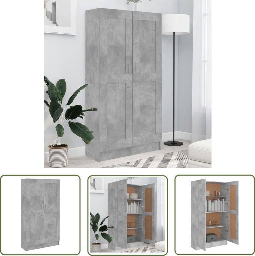 The Living Store Boekenkast 82 5x30 5x150 cm spaanplaat betongrijs Boekenkast Bibliotheek Houten Boekenkast Grijze Boekenkast Betonnen Boekenkast - Foto 2