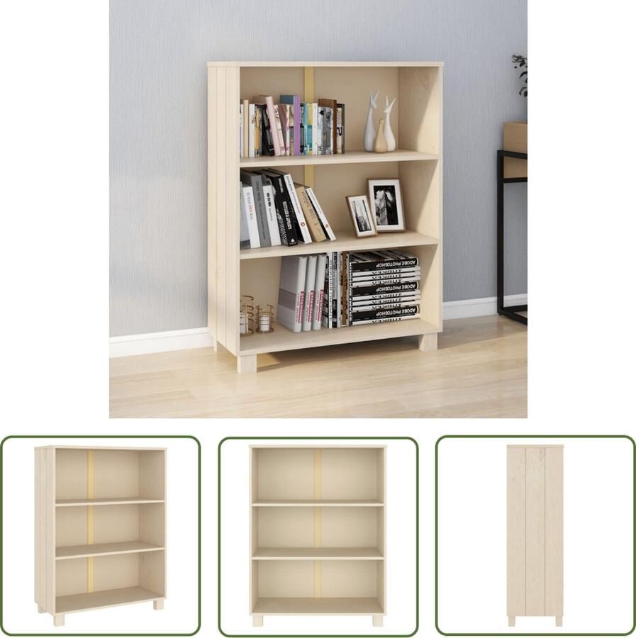 The Living Store HAMAR Boekenkast 85 x 35 x 112 cm massief grenenhout honingbruin Boekenkast Bibliotheek Hout Meubel Grenenhout Vintage - Foto 2