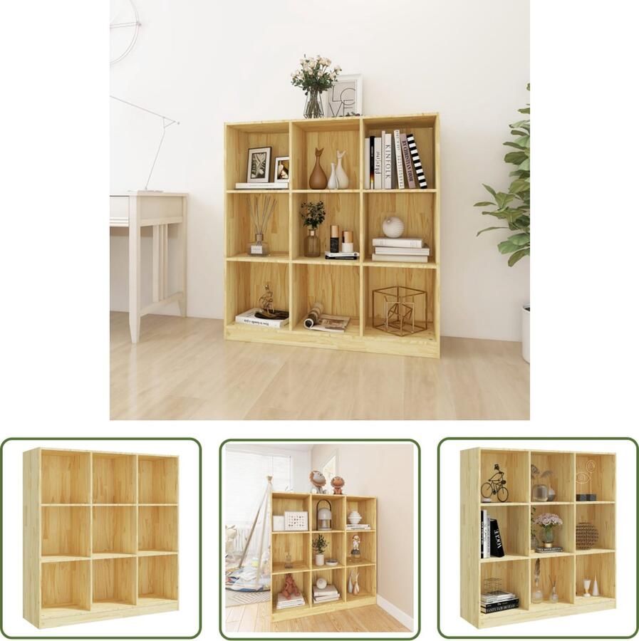 The Living Store Boekenkast Opbergkast Massief Grenenhout 104x33.5x110 cm Decoratief en praktisch Boekenkast Bibliotheek Houtmeubel Grenenhouten Kast Opbergkast - Foto 2