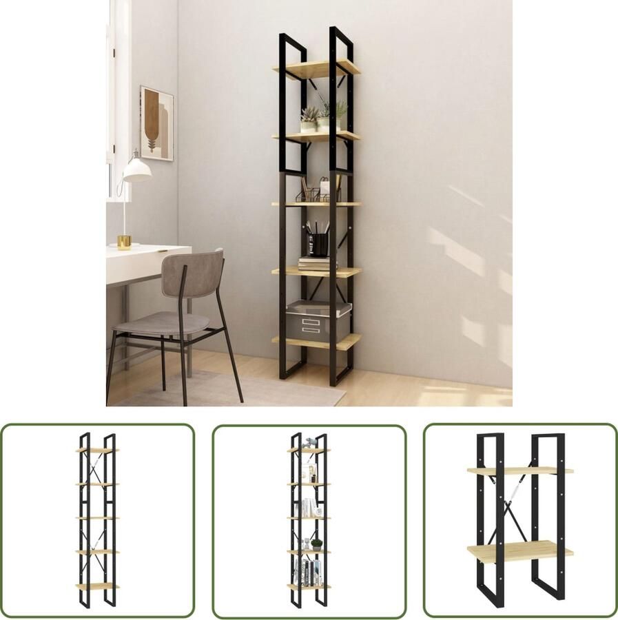 The Living Store Boekenkast Hoge en Lage Kast van Grenenhout en Metaal 40x30x105 cm en 40x30x70 cm Zelfmontage Boekenkast Bibliotheek Hout Grenenhout Industrieel - Foto 2