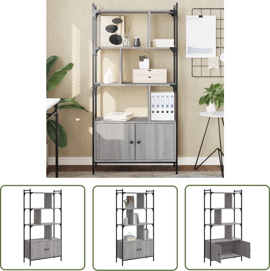 The Living Store Boekenkast onbekend opbergmeubel 76.5 x 30 x 154.5 cm Kleur- grijs sonoma eiken Materiaal- bewerkt hout en staal Draagvermogen (per schap)- 15 kg Montage vereist