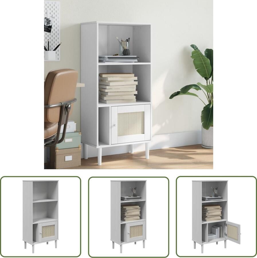 The Living Store SENJA Boekenkast 60 x 35 x 130 cm Massief grenenhout UV-vernis Met deur Boekenkast Bibliotheek Boekenplank Woonkamerdecoratie Slaapkamerdecoratie