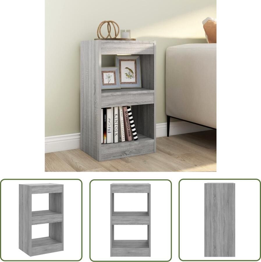 The Living Store Boekenkast Grijs Sonoma Eiken 40 x 30 x 72 cm Montage vereist Boekenkast Bibliotheek Opbergkast Kamerscherm Grijze Boekenkast - Foto 2