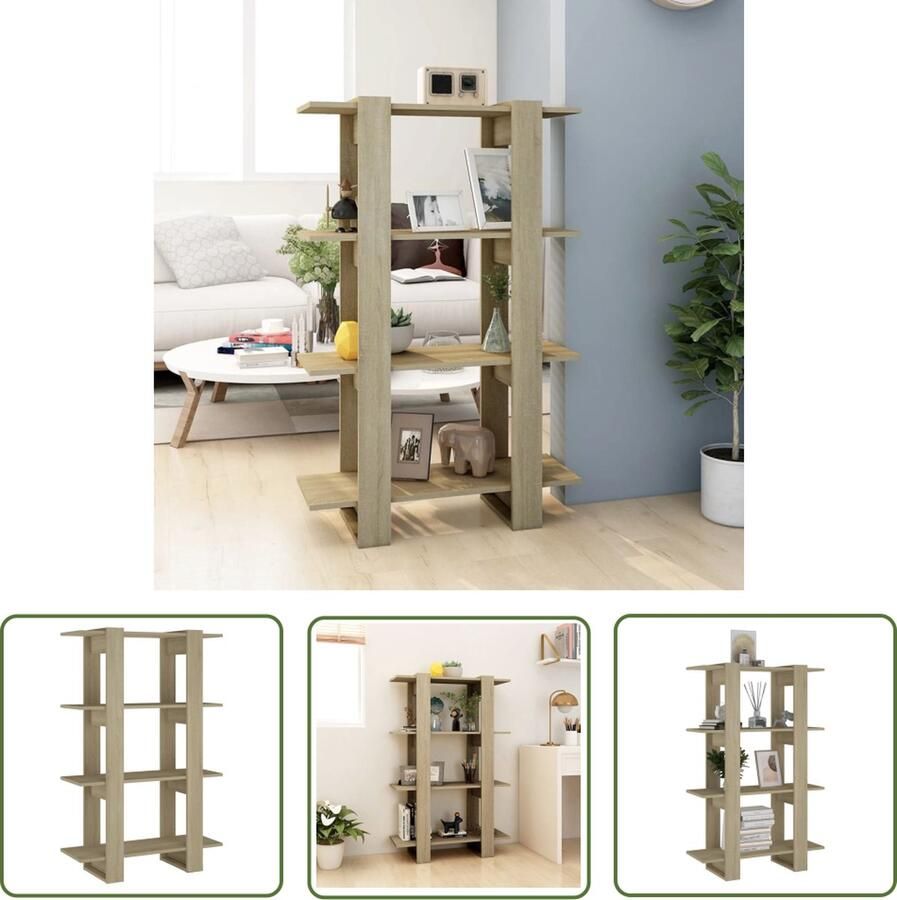 The Living Store Boekenkast kamerscherm 80x30x123 5 cm sonoma eikenkleurig Boekenkast Bibliotheek Kamerdivider Sonoma Eiken Houten Boekenkast - Foto 2