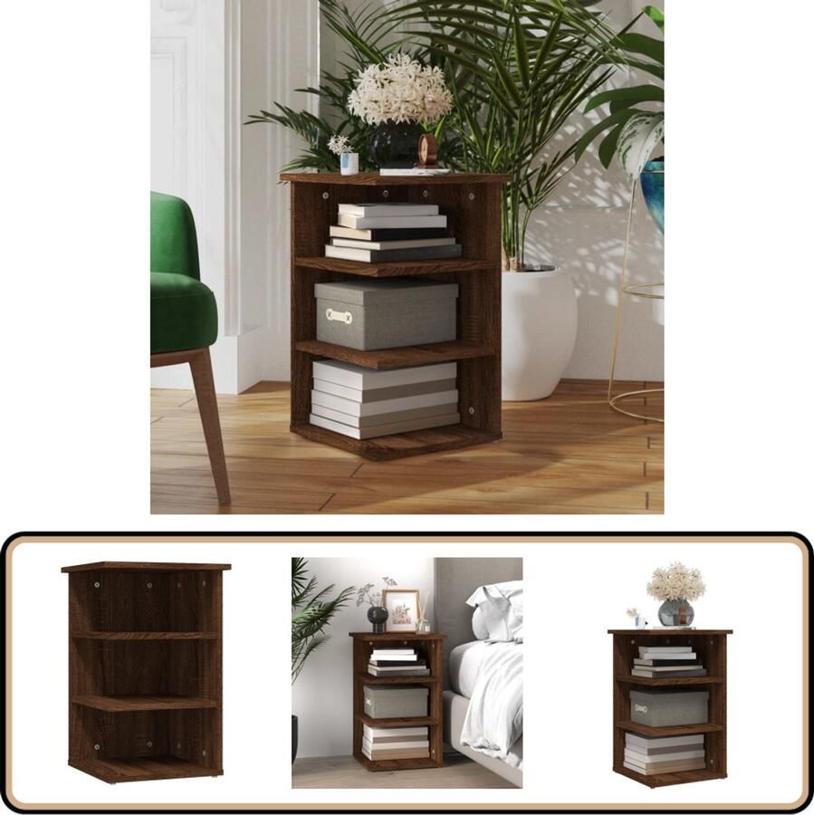 VidaXL Bijzetkast 35x35x55 cm Bruin Eikenhout Bijzetkast Houten Kast Bruine Eiken Salontafel Opbergkast