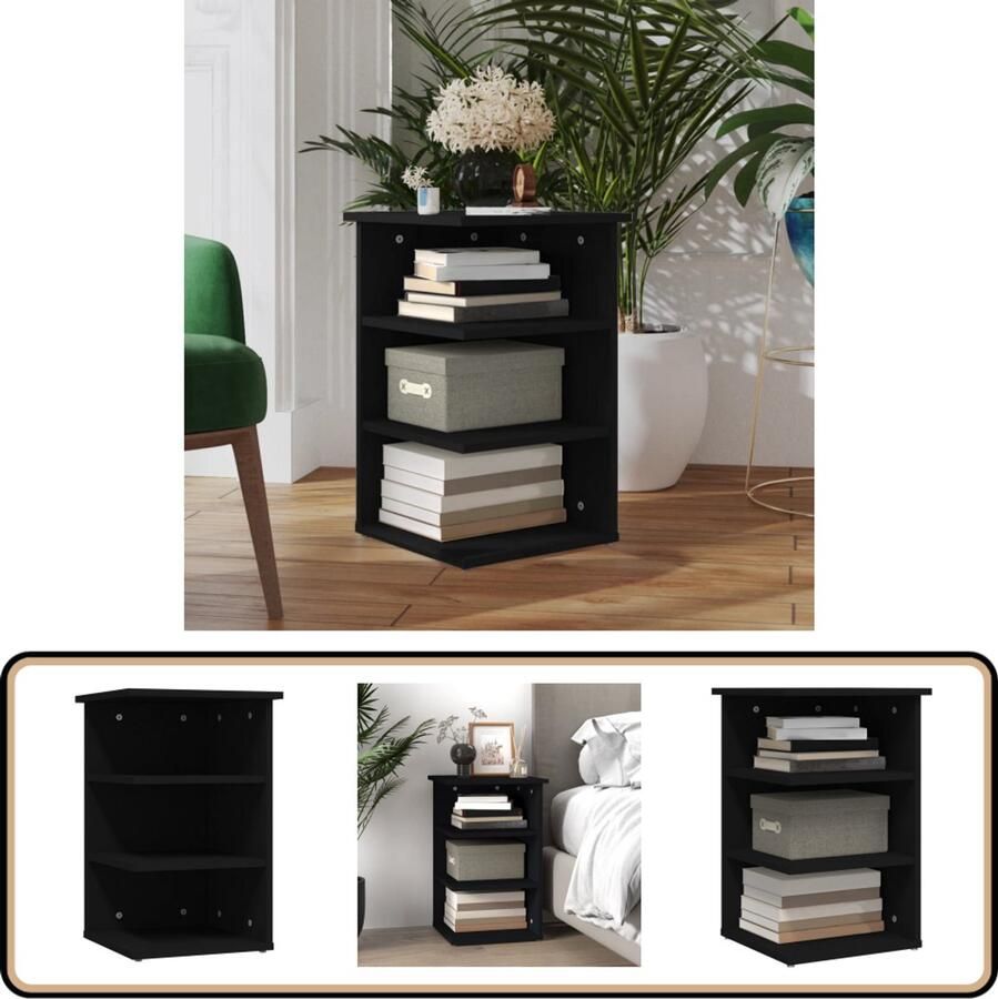 VidaXL Bijzetkast 35x35x55 cm Zwart Bewerkt hout Bijzetkast Salontafel Tv Tafel Houten Kast Zwarte Kast