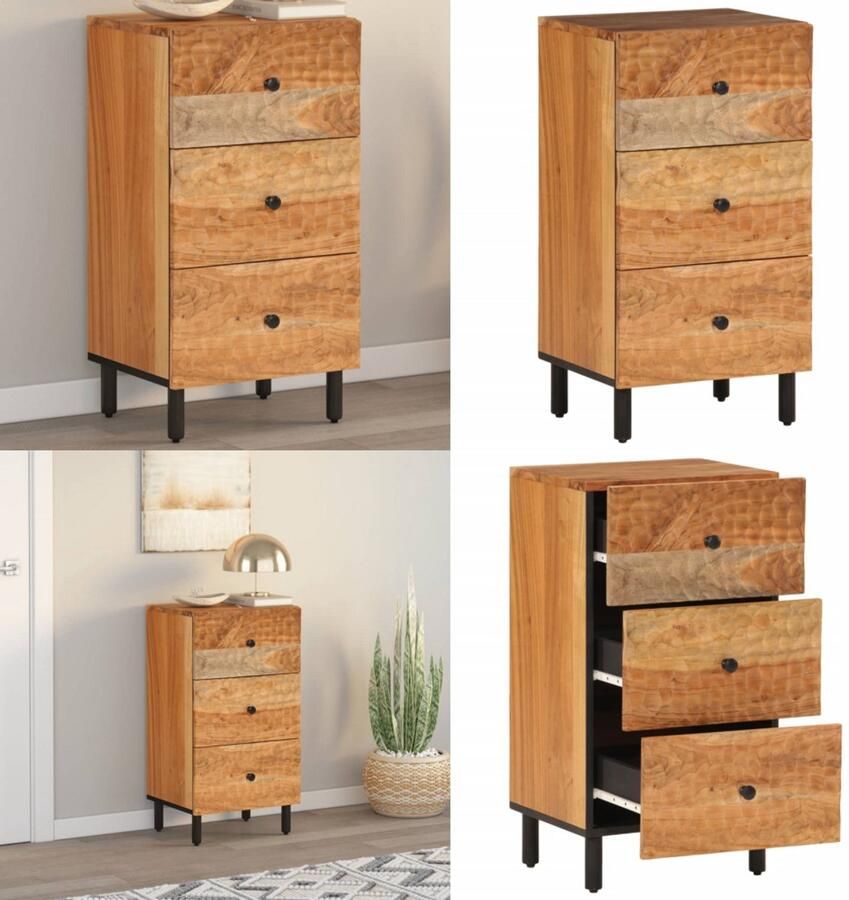 VidaXL Bijzetkast 40x33x75 cm massief acaciahout Dressoir Dressoirs Opbergkast Wandkast