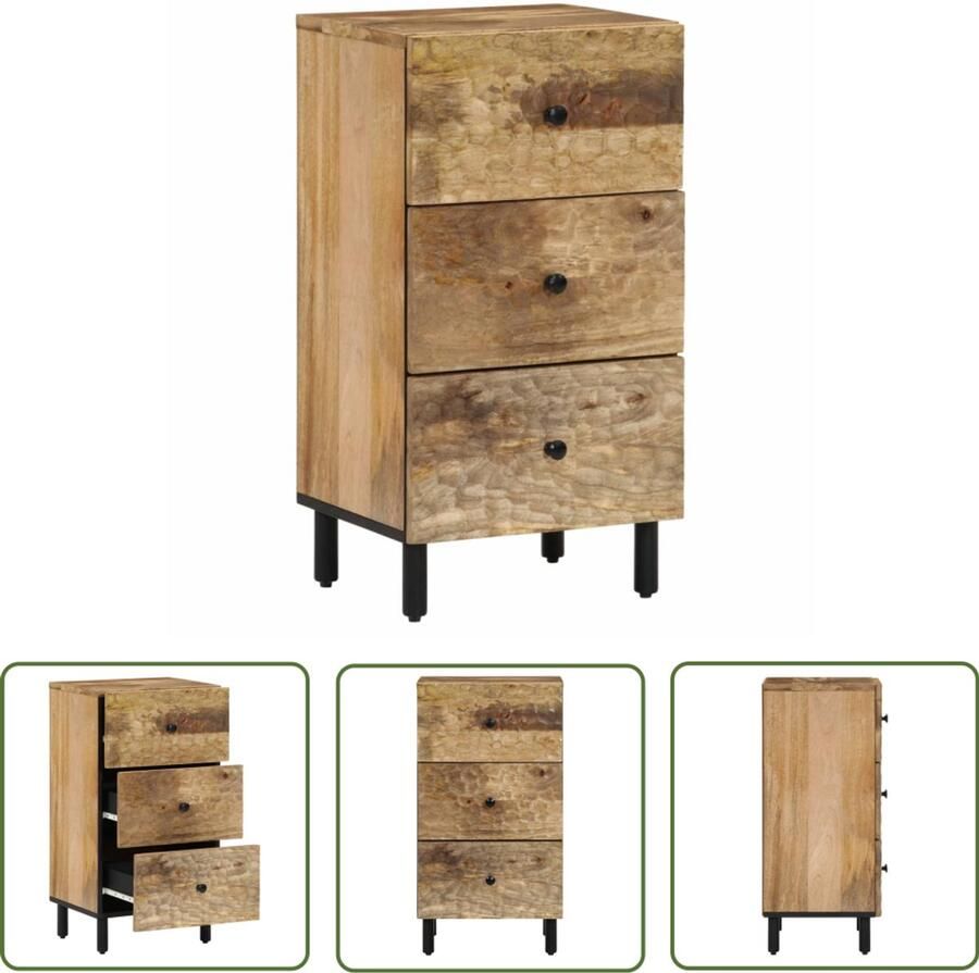 VidaXL Bijzetkast 40x33x75 cm massief mangohout Bijzettafel Houten Kast Salontafel Vintage Kast Industrieel Design