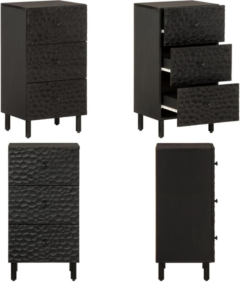 VidaXL Bijzetkast 40x33x75 cm massief mangohout zwart Dressoir Dressoirs Opbergkast Wandkast - Foto 2