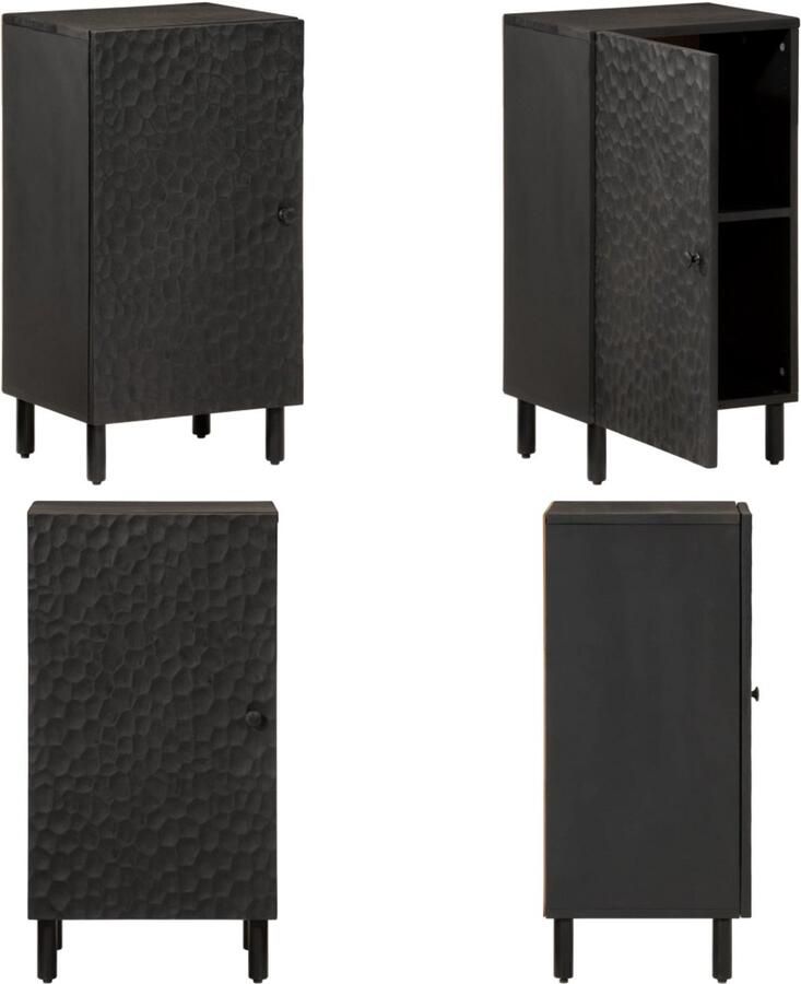 VidaXL Bijzetkast 40x33x75 cm massief mangohout zwart Dressoir Dressoirs Opbergkast Wandkast