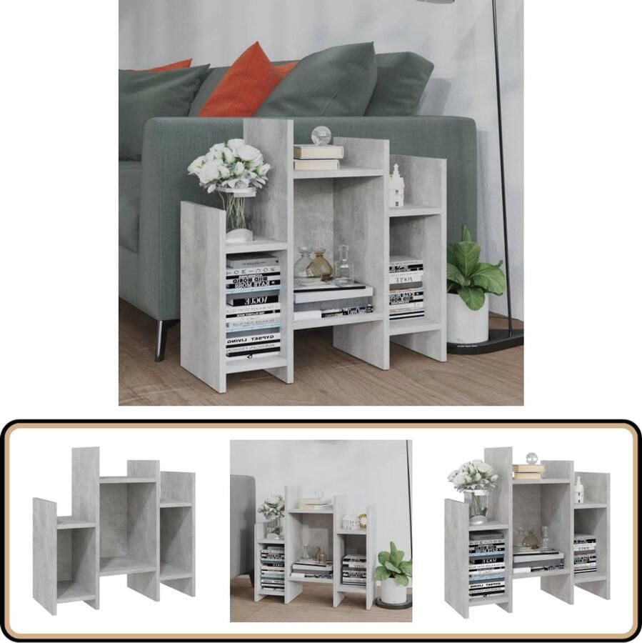 VidaXL Bijzetkast 60x26x60 cm betongrijs hout Bijzetkast Side Table Tv Tafel Salontafel Opbergkast