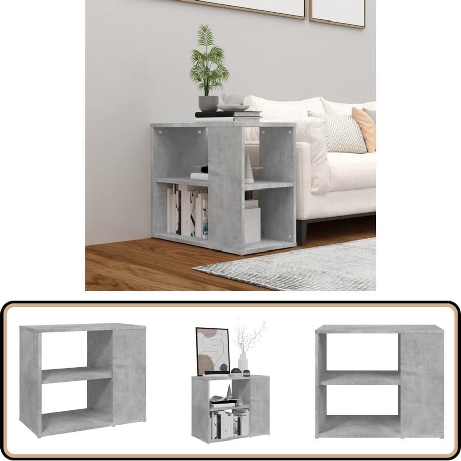 VidaXL Bijzetkast 60x30x50 cm Bewerkt hout Betongrijs Bijzetkast Side Table Tv Tafel Salontafel Houten Kast