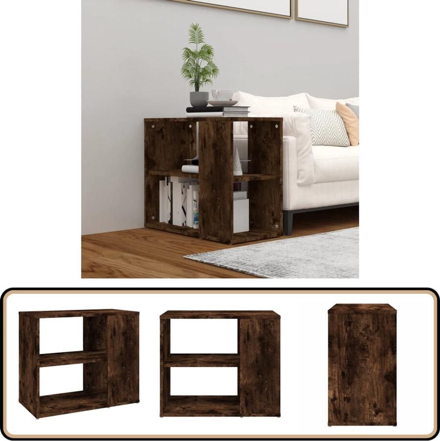 VidaXL Bijzetkast 60x30x50 cm gerookt eiken Bijzetkast Houten Kast Gerookte Eiken Kleur Salontafel Living Room Furniture