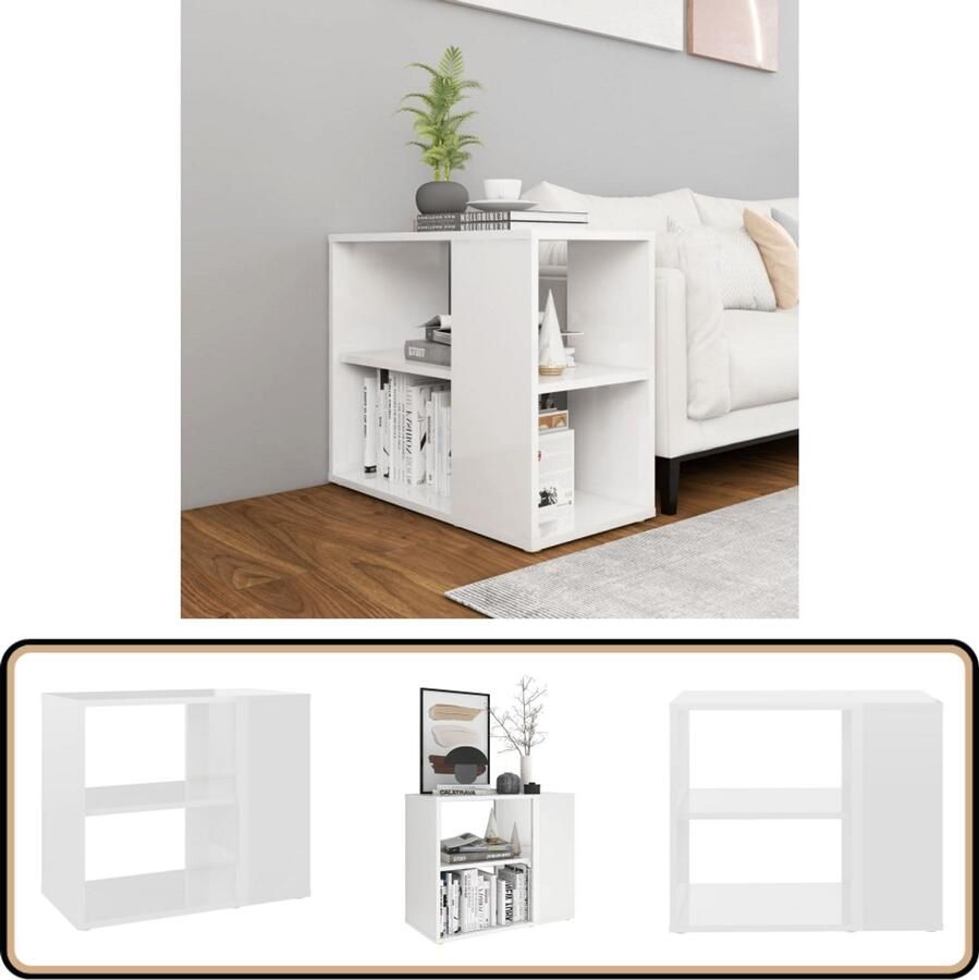 VidaXL Bijzetkast 60x30x50 cm Hoogglans Wit Bijzetkast Tv-meubel Salontafel Side Table Houten Kast