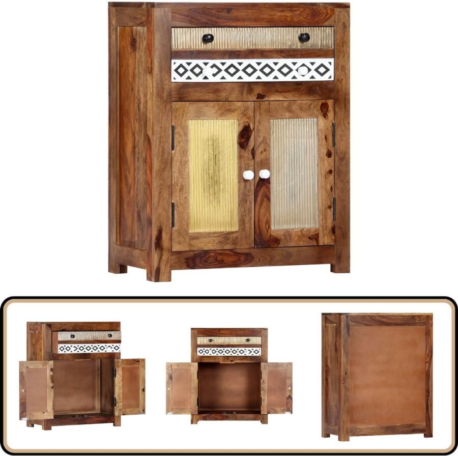 VidaXL Bijzetkast van massief sheeshamhout Bijzetkast Side Table Salontafel Vintage Meubels Acacia Hout