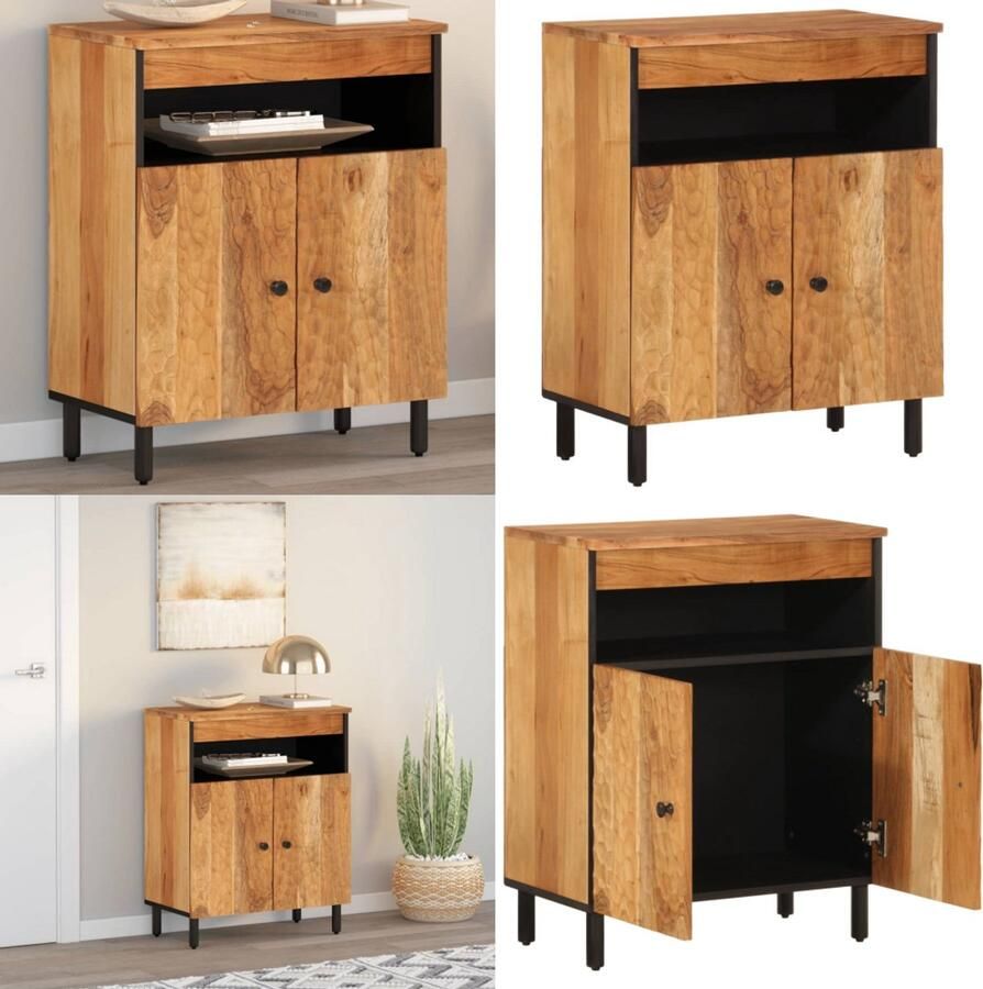 VidaXL Bijzetkast 60x33x75 cm massief acaciahout Dressoir Dressoirs Opbergkast Wandkast