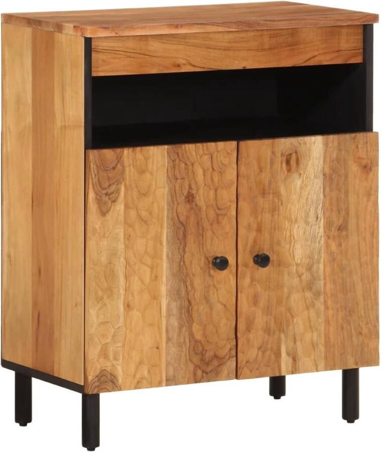 VidaXL Bijzetkast Massief Acaciahout 60x33x75 cm Dressoir Opbergkast Salontafel Acacia Houten Meubel Vintage Stijl