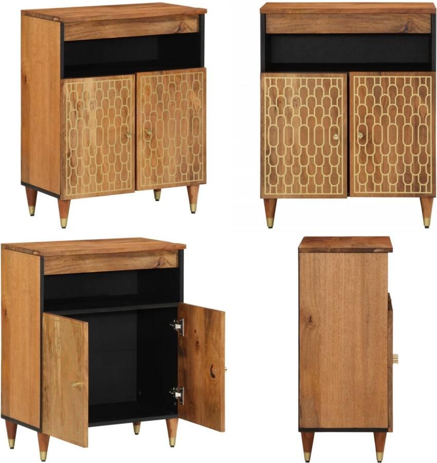 VidaXL Bijzetkast 60x33x75 cm massief mangohout Dressoir Dressoirs Opbergkast Wandkast