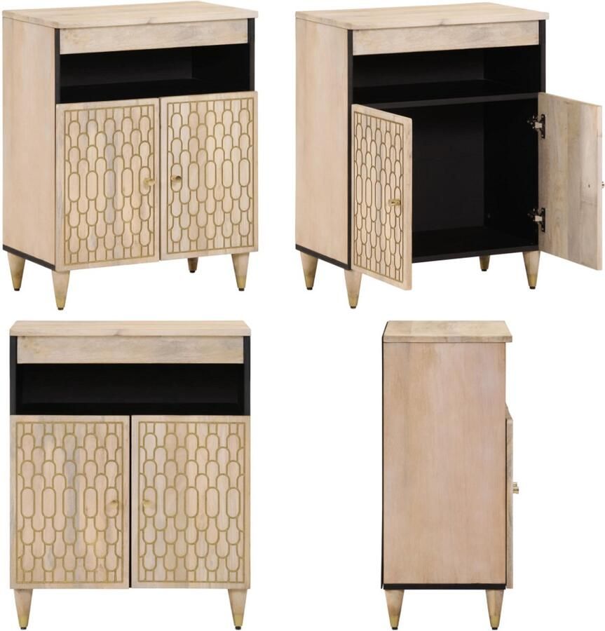 VidaXL Bijzetkast 60x33x75 cm massief mangohout Dressoir Dressoirs Opbergkast Wandkast