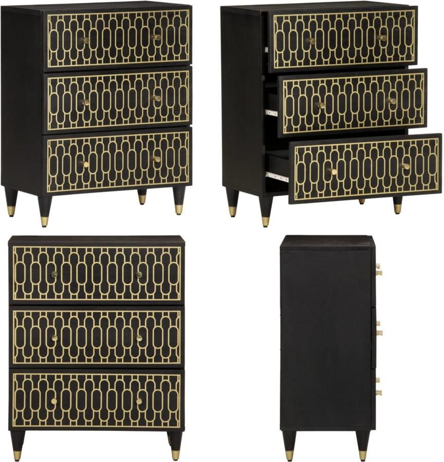 VidaXL Bijzetkast 60x33x75 cm massief mangohout Dressoir Dressoirs Opbergkast Wandkast