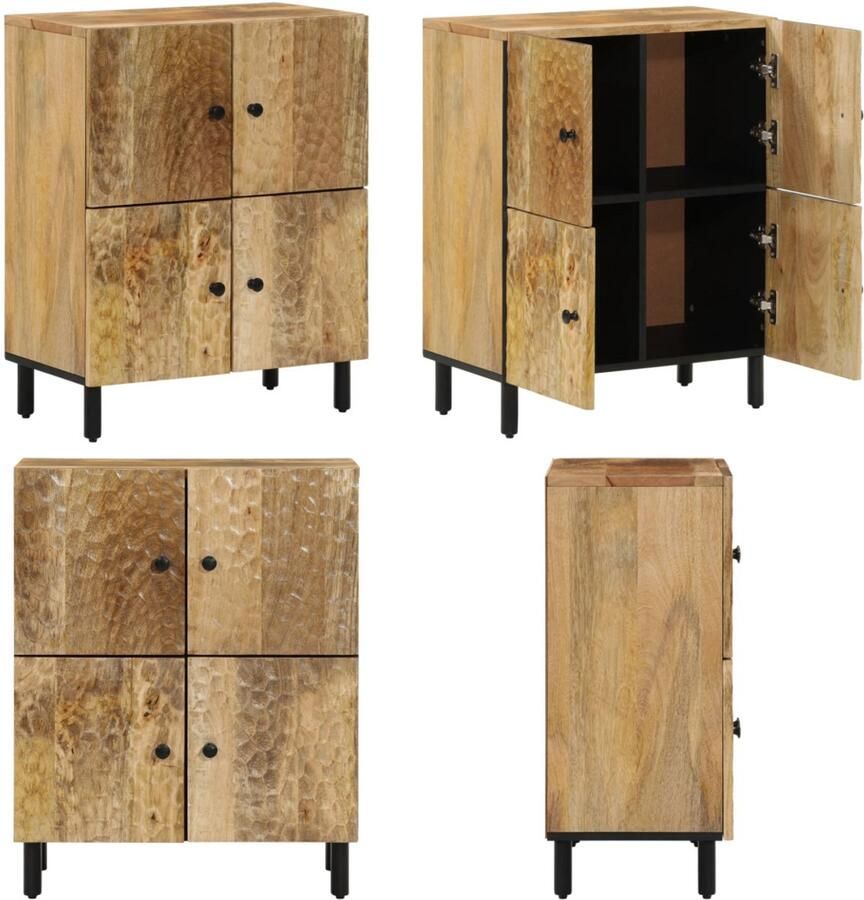 VidaXL Bijzetkast 60x33x75 cm massief mangohout Dressoir Dressoirs Opbergkast Wandkast - Foto 2